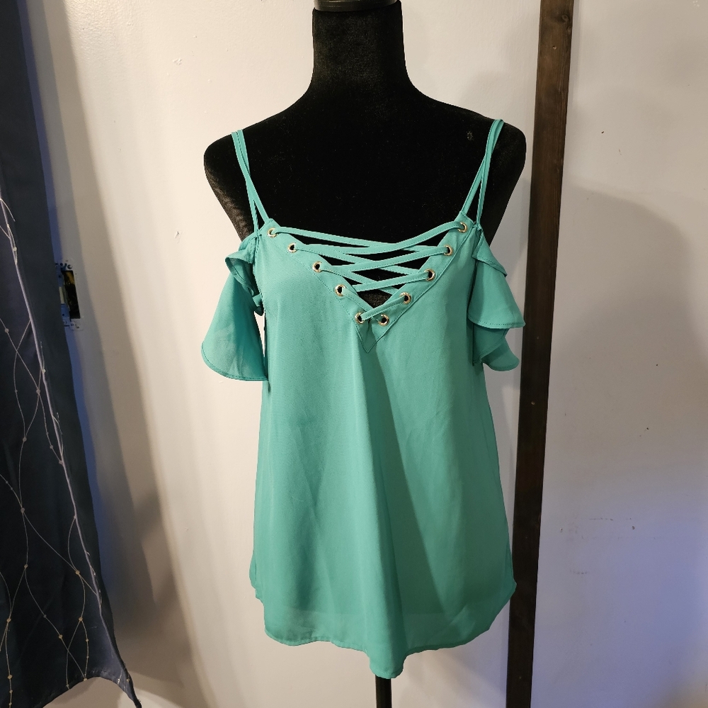 NWOT Green Corset V-Neck Tank